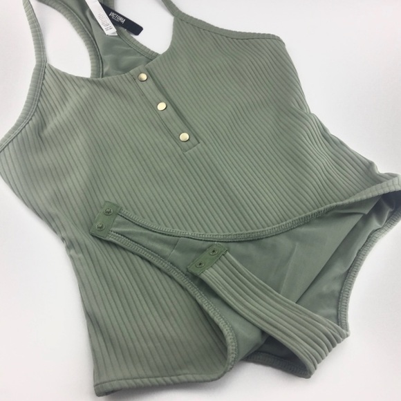 NWT Victoria’s Secret Cheeky Racerback Ribbed Bodysuit - Picture 3 of 5